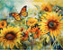 Tucocoo Sunflowers Landscape Paint by Number for Adults, DIY Digital Oil Painting Kits on Canvas with Brushes and Acrylic Pigment, Butterflies Flo...