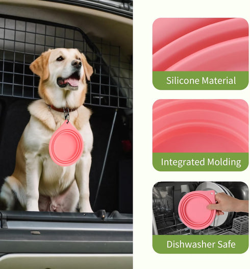 Dog Bowl Travel Collapsible Bowls 2 Pack, Portable Foldable Cats Dogs Water Dish Puppy Bowl (Pink1775 + Yellow1205)...