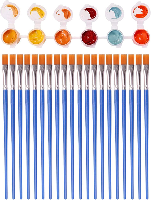 20 Strips 120 Pots Empty Paint Strips Paint Containers with lids Mini Paint Pods Cup Pots 20 Pieces Paint Brushes Arts Crafts Supplies for Kids Cl...