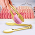 4 Pack Gold Serving Tongs XEVOM Gold Buffet Tongs Serving Utensils Salad Tongs Stainless Steel Gold Plated Buffet Serving Tongs,9 Inch...