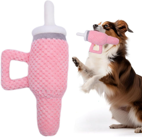 Palksky Cute Pink Tumbler with Handle Dog Toys for Stanley Cup,Upgrade Interactive Dog Toys for Aggressive Chewers,Funny Girl Dog Stuff Toy, Plush...