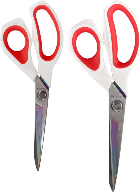 Forged Titanium Fabric Shears Double Pack - 8.5" & 9.5" White w/Red - 1 Set...