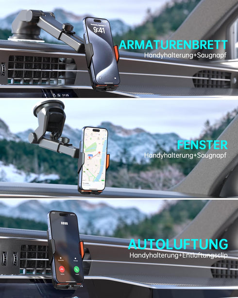 Wireless Car Charger, 15W Fast Charging Phone Holder 3 in 1 Smart Auto Sensor Clamping Car Phone Mount for iPhone 15 14 13 12 11 Pro Max Xs, Samsu...
