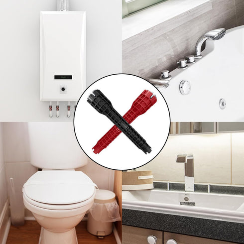 2 Pack Multi-functional Sink Wrench Faucet Installation Tools, 14-in-1 Sink Wrench and 8 in 1 Basin Wrench Faucet Installer for Toilet Bowl/Bathro...