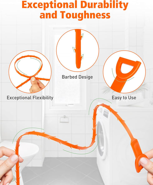 Drain Clog Remover, 25-Inch Drain Hair Removal Tool, Drain Hair Remover Plumbing Snake, Drain Cleaner Hair Clog Remover, Shower Drain Hair Catcher...