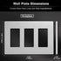 BESTTEN 5 Pack 3-Gang Signature Collection Silver Screwless Wall Plate, Decorator Outlet Cover, USWP8 Series, H4.69” x W6.54”, for Light Switch, D...