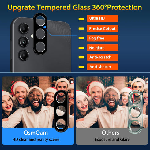 3 Pack Screen Protector for Samsung Galaxy A14 5G + 3 Pack Camera Lens Protector, Ultra HD Tempered Glass, 9H Hardness, Anti Scratch, Easy Install...