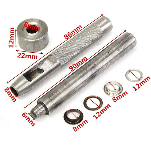 100 Sets Eyelet Punch Die Tool Kits Metal Grommets Kit 150# 4mm Eyelets Hole with Punch Hole Tool and Tool Kits for Leather Craft,Clothes,Purse,DI...