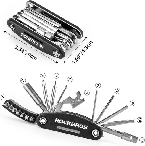 ROCKBROS Bike Repair Kits 16 In 1 Multi-Function Bike Tool Kits Portable Foldable Bike Multitool Cycling Tool Kit Bike Tool Allen Wrench Tire Leve...