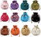 kilofly 12 Silk Coin Purse Drawstring Floral Embroidered Jewelry Bag Gift Pouch...