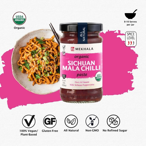 Mekhala Organic Sichuan Mala Chili Cooking Paste. Versatile Condiment, Marinade Seasoning. Spicy Tingly, Vegan. Gluten-Free...