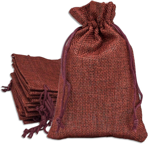 12-Pack 5.5x7.75 Natural Burlap Gift Bags w. Drawstring (Maroon Red, Medium) for Party Favors, Presents or DIY Craft by TheDisplayGuys...