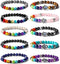 BOMAIL 10Pcs Evil Eye Charm Bracelets-7 Chakras Gemstone Lava Stone Hamsa Hand of Fatima Turkish Evil Eye Lucky Bracelet for Protection and Blessi...