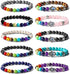 BOMAIL 10Pcs Evil Eye Charm Bracelets-7 Chakras Gemstone Lava Stone Hamsa Hand of Fatima Turkish Evil Eye Lucky Bracelet for Protection and Blessi...