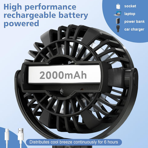 Mini Portable Baby Stroller Fan,3 Speed Personal Handheld Fan,Battery Operated Rechargeable 360° Flexible Tripod Cooling Fan, Suitable for Car Sea...