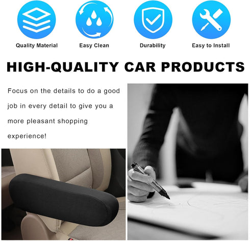 2 PCS Car Front Seat Armrest Covers, Elastic Fabric Auto Seat Armrest Protectors, Universal Front Seat Armrest Cover Replacement, Vehicle Accessor...