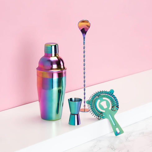 Mirage Rainbow Bartender Kit Includes Cocktail Shaker, Muddler, Bar Spoon, Jigger, and Strainer, Perfect for Cocktail Parties, Bar Tools, Home Bar...
