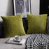 DEZENE 18x18 Moss Green Throw Pillow Cases: 2 Pack Original Striped Velvet Square Decorative Pillow Covers for Farmhouse Couch...
