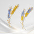 Wheat Brooch Pin Blue Yellow Rhinestones Plant and Flower Suit Lapel Pins for Women Men Jewelry Gift...
