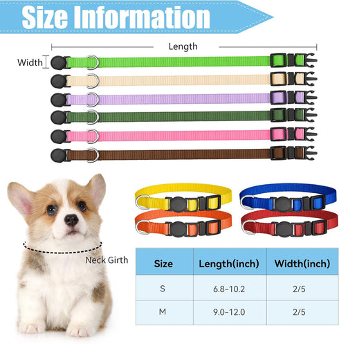 16 PCS Puppy Collars, Safety Buckle Puppy Collars for Litter Nylon Adjustable Puppy Collars for Small Puppies, Breakaway Puppy ID Collars Whelping...