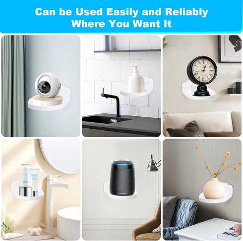 6 Pieces Small speaker wall Mount,No punching,Shelf Speaker Stand for Bluetooth Speaker,Baby Monitor,Cell Phones,Mesh Router,Webcam,Homepod,Toy Di...