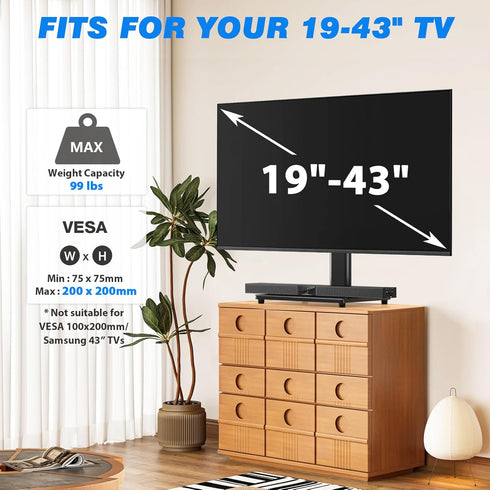 Rfiver Universal Swivel Tabletop TV Stand for Flat Screens 23 24 26 32 39 40 42 43 Inch, Heavy Duty Center Pedestal Stand Replacement with Black T...