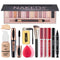 All in One Makeup Kit, 12 Colors Eyeshadow Palette, Nude Foundation, Lipstick Set, Eyebrow Soap, Eyeliner Stamp, Waterproof Mascara, Makeup Brush,...