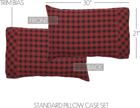 VHC Brands Rustic & Lodge Bedding-Cumberland Red, Cotton, Pillow Case Set, Standard (20 x 30 inches), Chili Pepper...