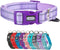 Reflective Nylon Padded Dog Collar Adjustable Soft Pet Collars with Quick Release Buckle for Small Medium Large Dogs (Lavender, 13-19 inch)...