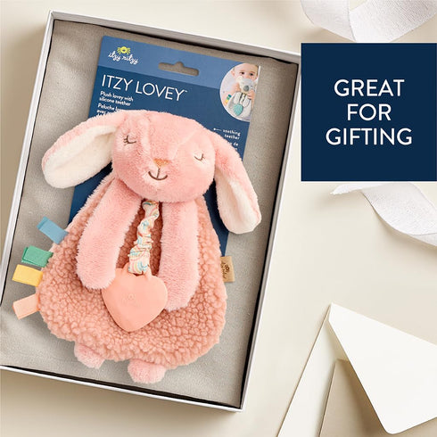 Itzy Ritzy - Itzy Lovey Including Teether - Baby Lovey with Teether, Textured Ribbons & Dangle Arms - Features Crinkle Sound, Sherpa Fabric and Mi...