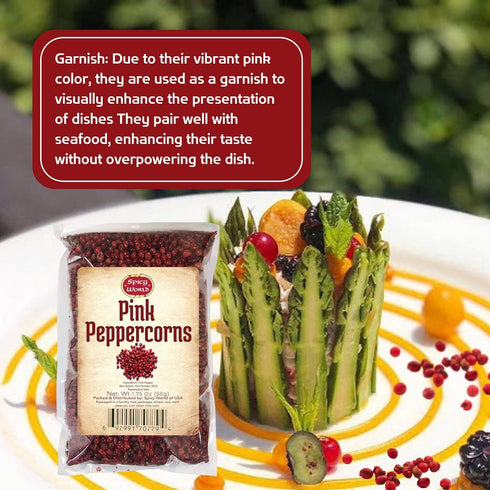 Spicy World Pink Peppercorns Whole 1.75Oz Bag - Steam Sterilized, Vegan, Premium Quality Whole Peppercorns...