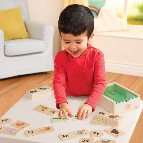 Battat – One-Match Puzzle – Alphabets Wooden Puzzle for Toddlers – Wooden Toys – Educational Toys – 3 Years + – Self Correcting Puzzles with Stora...