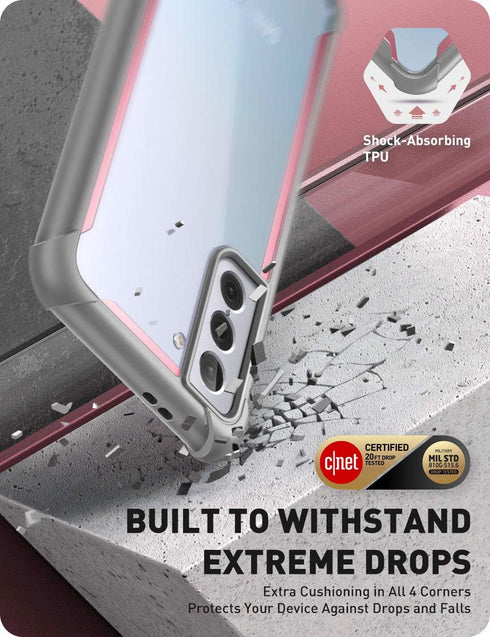 i-Blason Ares Series Case Designed for Galaxy S21 Plus 5G (2021 Release), Rugged Clear Bumper Case Without Built-in Screen Protector (Pink)...