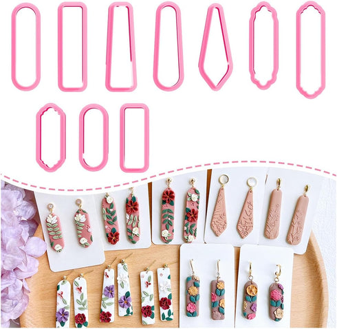 Keoker Long dangle Shape Polymer Clay Cutters, Long Rectangle Clay Earrings Cutters, Basic Clay Cutters (10PCS ALL)...