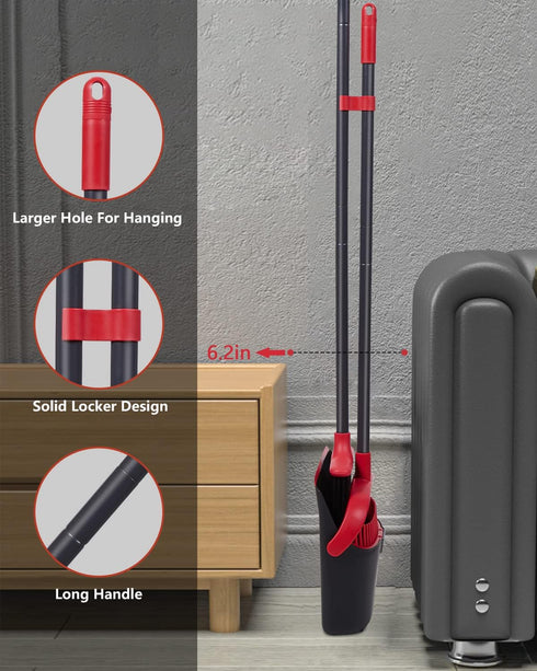 Broom and Dustpan Set for Home, Upgrade 52" Long Handle with Stand Up Dustpan Combo Set for Office Kitchen Lobby Floor Use...