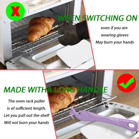 Oven Rack Push Pull Tool 2-Pack oven rack puller push pull stick tool(11 Inch), oven rack pullers with longer handle suitable for oven, toaster ov...