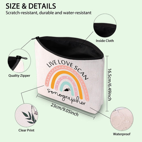 FOTAP Sonographer Cosmetic Bag Sonographer Survival Kit Radiologist Gift Ultrasound Tech Gift Live Love Scan Zipper Pouch Radiologist Gift (Live L...