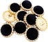 10pcs Round Shank Buttons for Sewing Black Velvet Gold Button Crafts Coats Clothes Suits Sweaters Dress Bags Decorations 34L/21mm (13/16 inch)...
