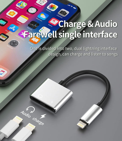 zoyuzan Double Lightning Adapter - 4 in 1 Function, Sync Over iTunes, Superior Charging Speed and Sound Quality, Compatible with Apple Devices...
