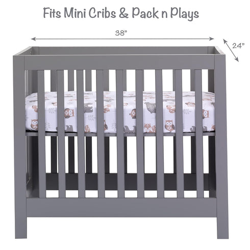 Lambs & Ivy Woodland Forest Animals White/Gray Cotton Fitted Mini Crib Sheet...