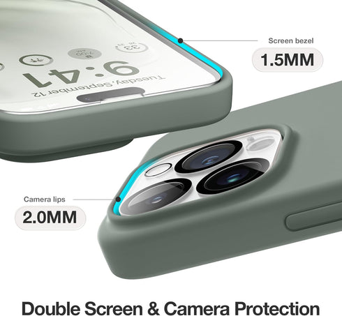 GONEZ for iPhone 14 Pro Case, with 2 Pack Screen Protector + 2 Pack Camera Lens Protector, Soft Anti-Scratch Microfiber Lining, Shockproof Protect...