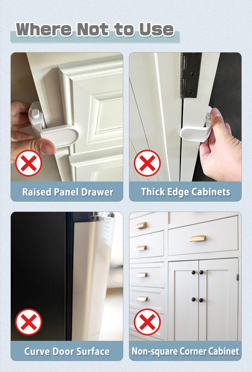 4 Pack Drawer Locks Baby Proofing, Maveek Child Proof Cabinet Locks Baby Safety Botton Latches For Bedstand Drawers Room Side Furniture Corner Edg...