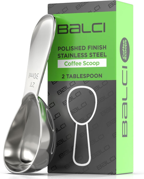 BALCI - Stainless Steel Coffee Scoop (2 Tablespoon Scoop) Exact Measuring Spoon for Coffee, Tea, Sugar, Flour and More! …...
