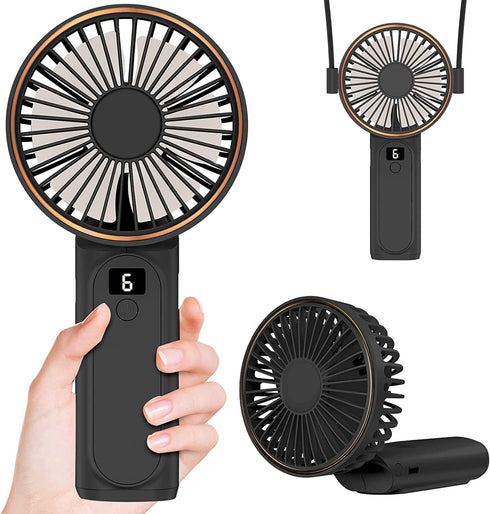 Handheld Fan, Portable Fan, 4000mAh Rechargeable Personal Fan, 180° Foldable Mini Desk Fan with 6 Wind Speed, LCD Digital Display, Lanyard as Neck...