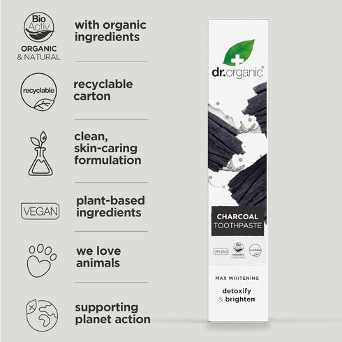 Dr Organic Extra Whitening Charcoal Toothpaste 100ml...