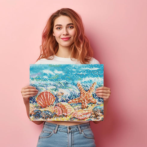 DIAMOND DOTZ ® - Summertime Beach, Full Drill, Round Dotz, Diamond Painting Kits, Diamond Art Kits for Adults, Gem Art, Diamond Art, Kits, 10.6"x1...