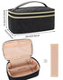 Relavel Travel Makeup Bag, Compact Cosmetic Bag for Women, Waterproof Makeup Brush Holder Organizer with Adjustable Dividers (Black)...