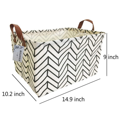 Rectangular Canvas Storage Bins,Waterproof Storage Basket,Collapsible Toy Organizer Bin with Handles for Clothes Storage, Kid's Toy & Book Storage...