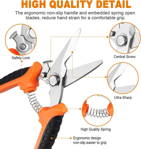 Garden Pruning Shears,3 Pack Stainless Steel Pruning Shears for Gardening,Garden Scissors Set with Storage Bag,Garden Clippers Handheld,Garden Too...