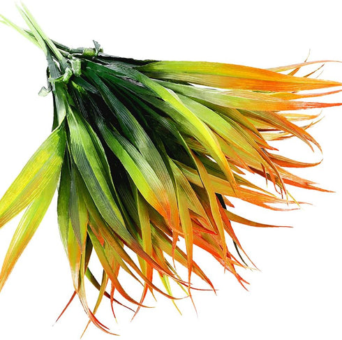CLONG 4pcs Artificial Fake Grass Plants Faux Fake Grasses Plastic Plant Greenery (Orange and Green)...